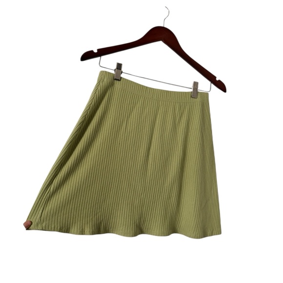 REFORMATION Julianna Ribbed Knit Green High Rise Mini Skirt - Picture 5 of 6